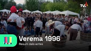 Arxivats | Recopilació de reportatges realitzats per TV Artés amb motiu de la Festa de la Verema del Bages del 1996.
Equip original - Àngel Bacardit, Gerard Comas, Tarek Serraj i Dani Serarols.
Arxivística i remuntatge - Lluc Not.
00:00 - 35:39 - Visita de les autoritats
35:40 - 40:19 - Bloc publicitari
40:20 - Resum dels actes Festa de la Verema 1996